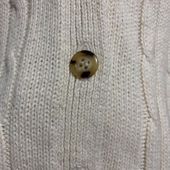 Vintage Womens Cream Cable Knit Sweater Vest L Button Front Pockets Sleeveless - Picture 3 of 5